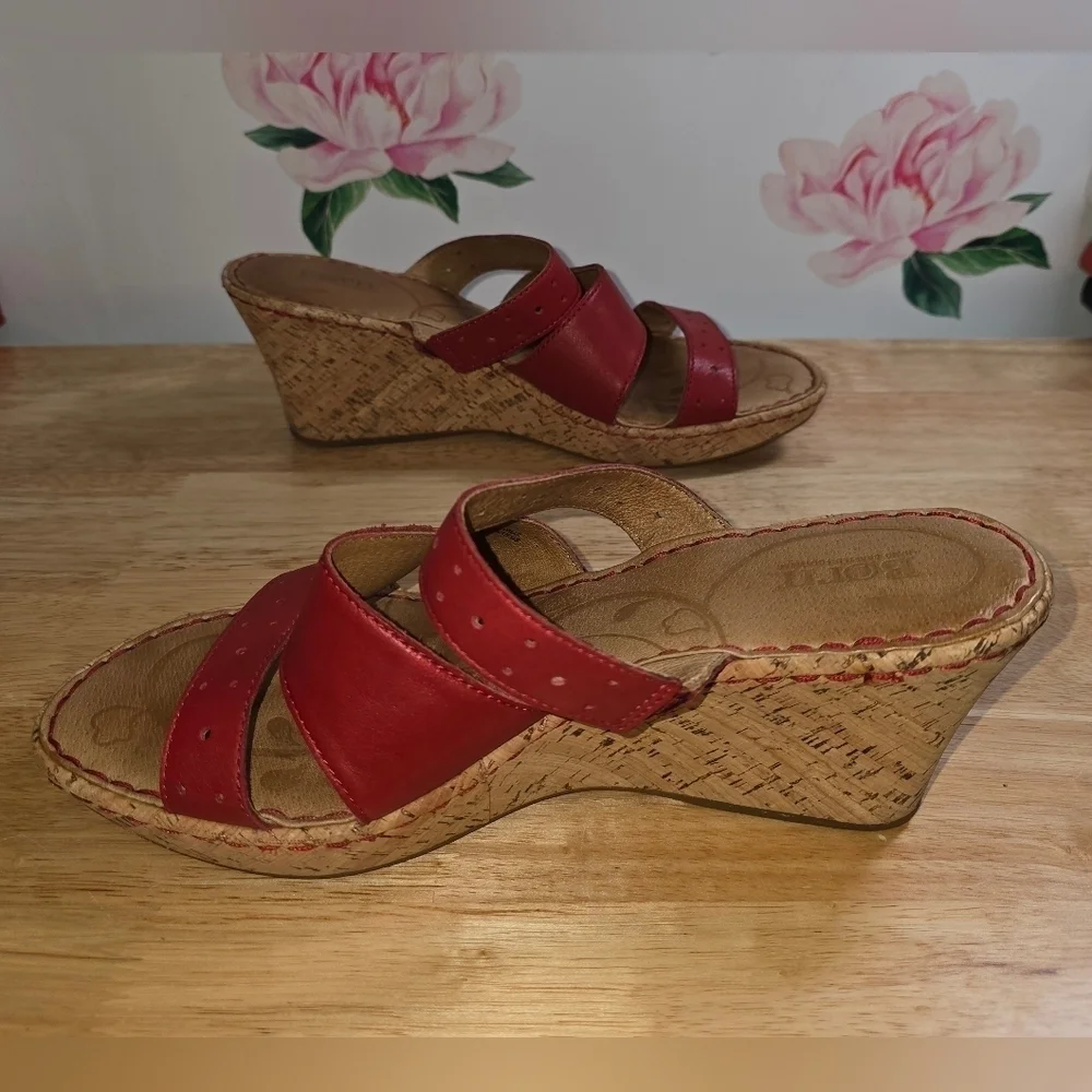 Born Hand Crafted Strappy Leather Wedge Sandal Size 10